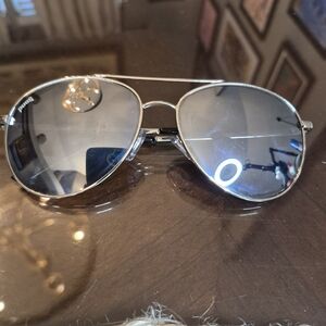 Men's Silver Aviator Sunglasses with Gray Lenses